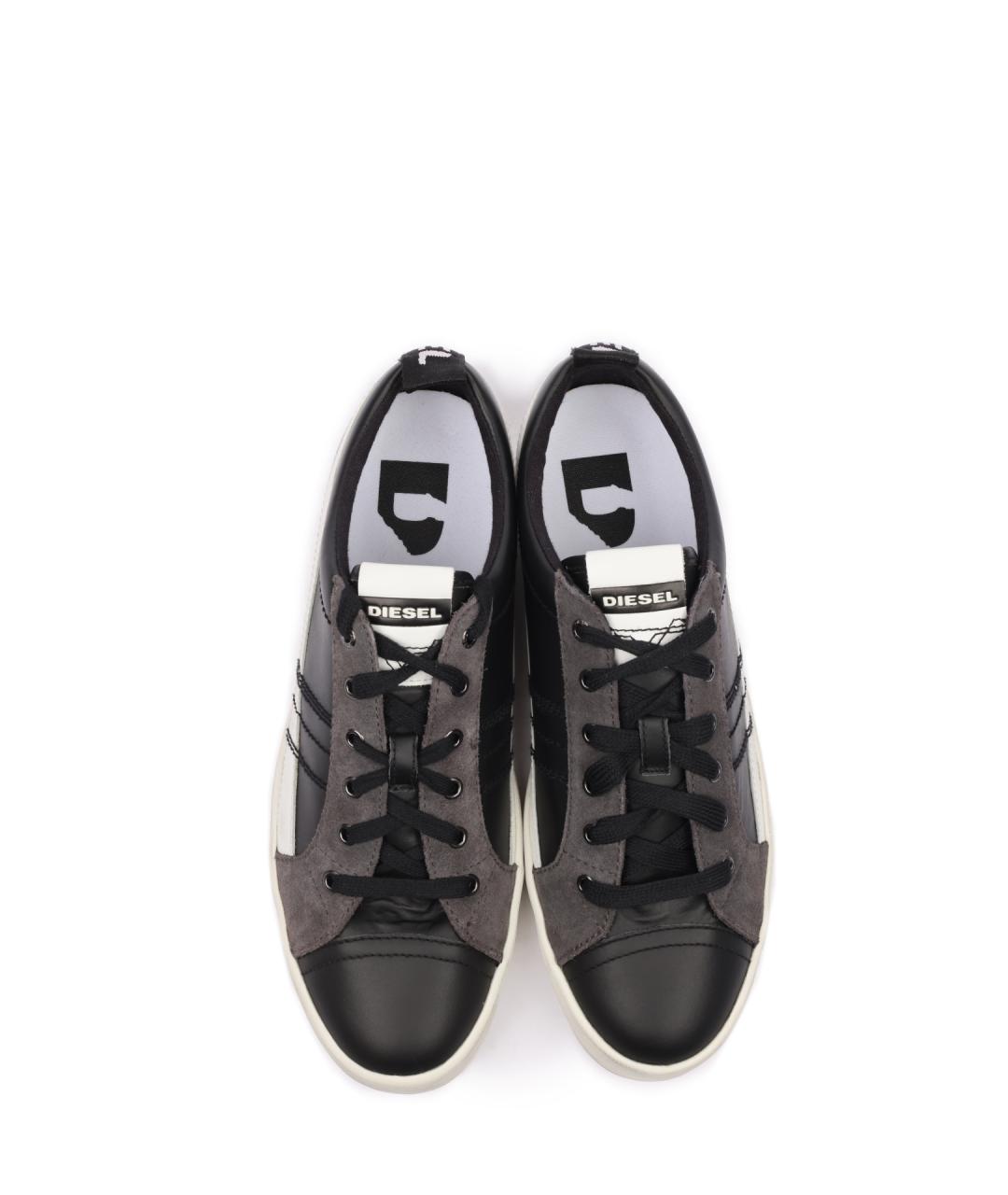 DIESEL Черные кожаные низкие кроссовки / кеды, фото 4