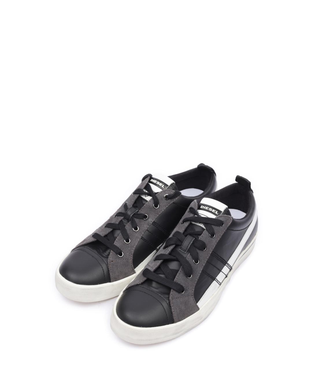 DIESEL Черные кожаные низкие кроссовки / кеды, фото 2