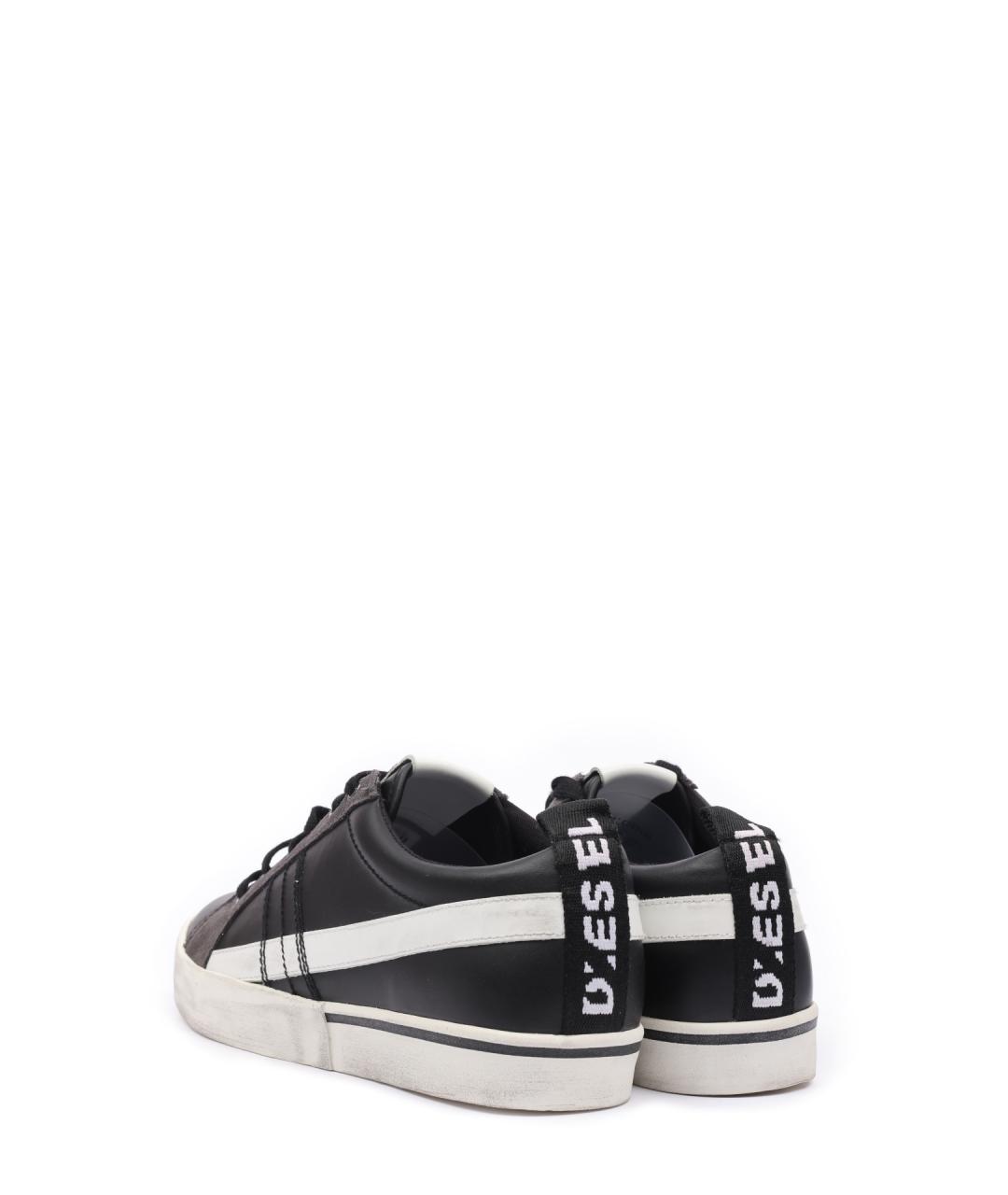 DIESEL Черные кожаные низкие кроссовки / кеды, фото 3