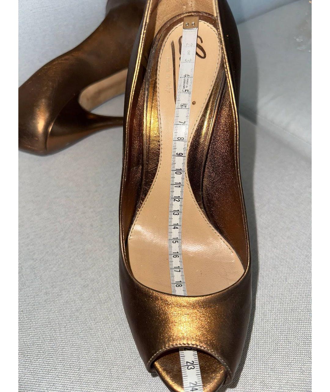 GUCCI Золотые кожаные туфли, фото 7