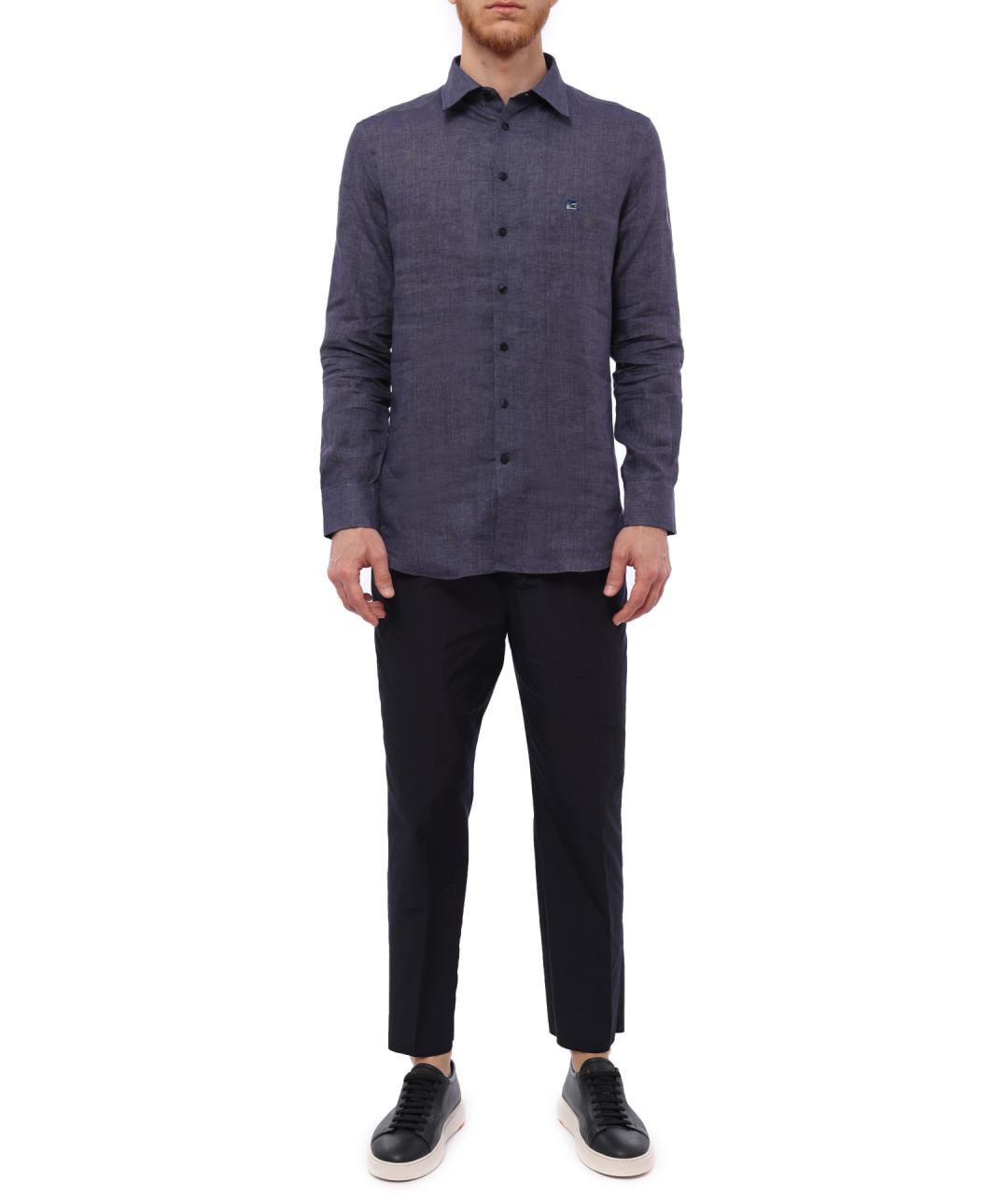 ETRO Синяя льняная кэжуал рубашка, фото 2