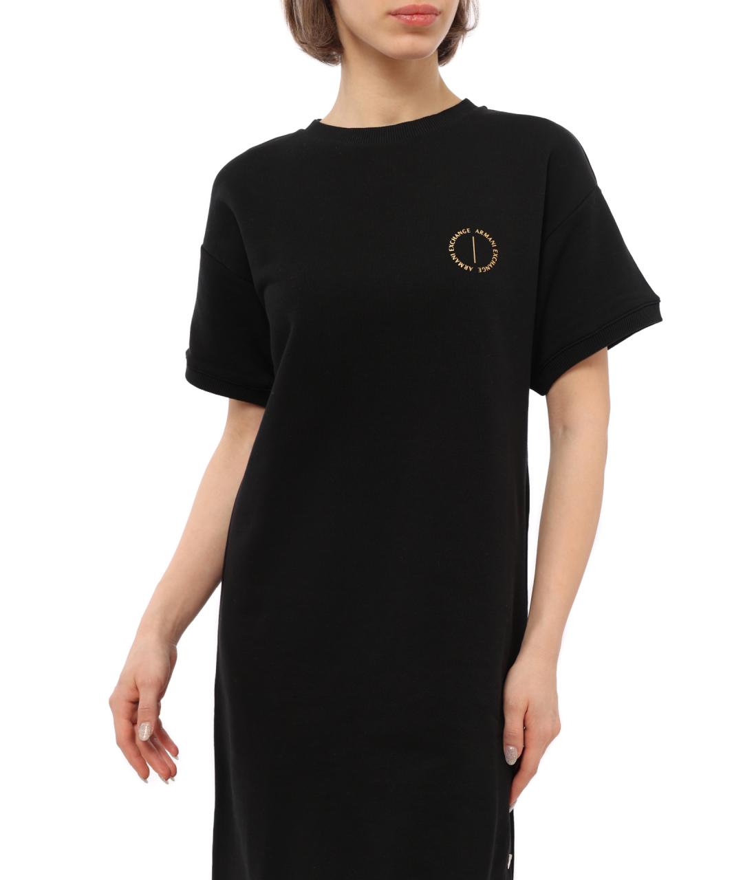 ARMANI EXCHANGE Черное хлопковое повседневное платье, фото 2