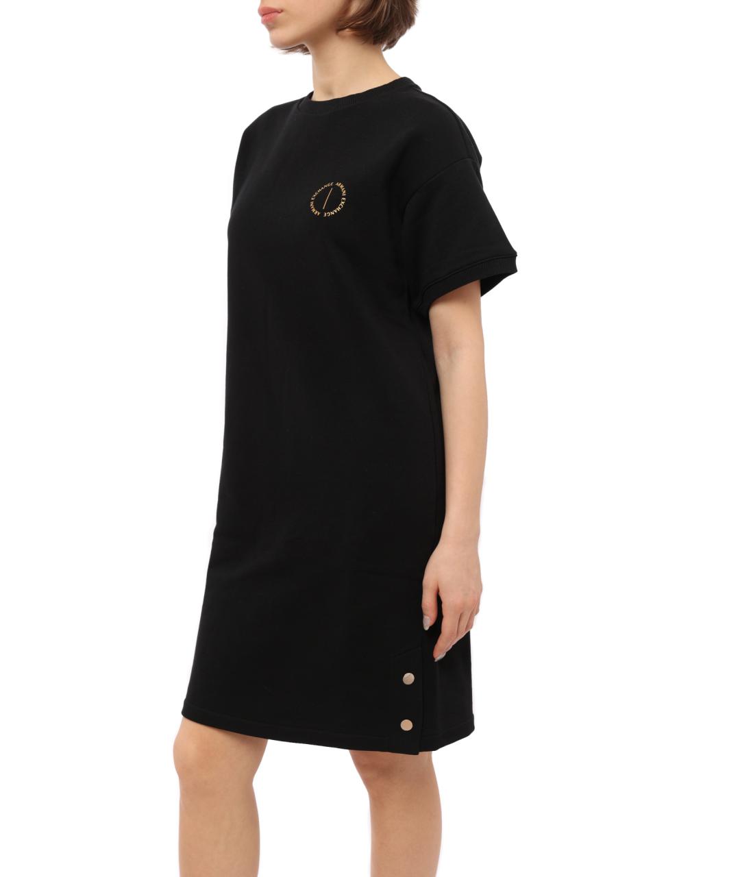 ARMANI EXCHANGE Черное хлопковое повседневное платье, фото 3