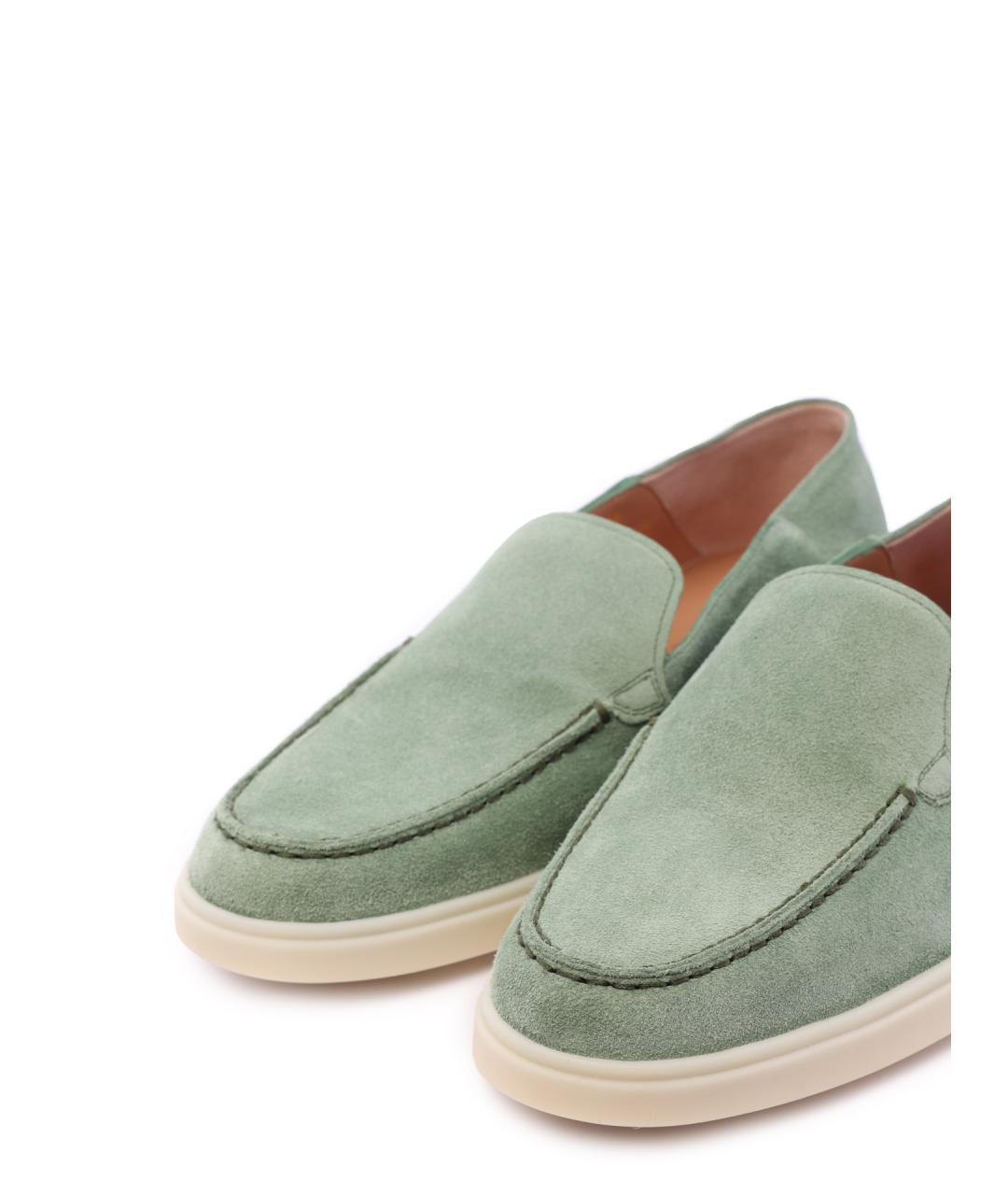 SANTONI Зеленые замшевые лоферы, фото 6