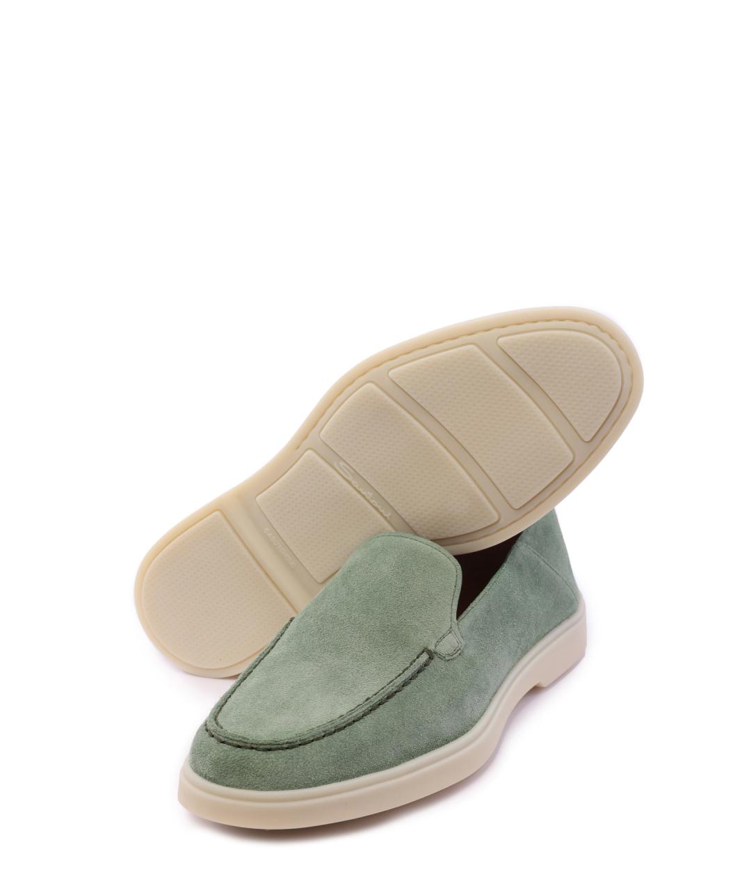 SANTONI Зеленые замшевые лоферы, фото 5