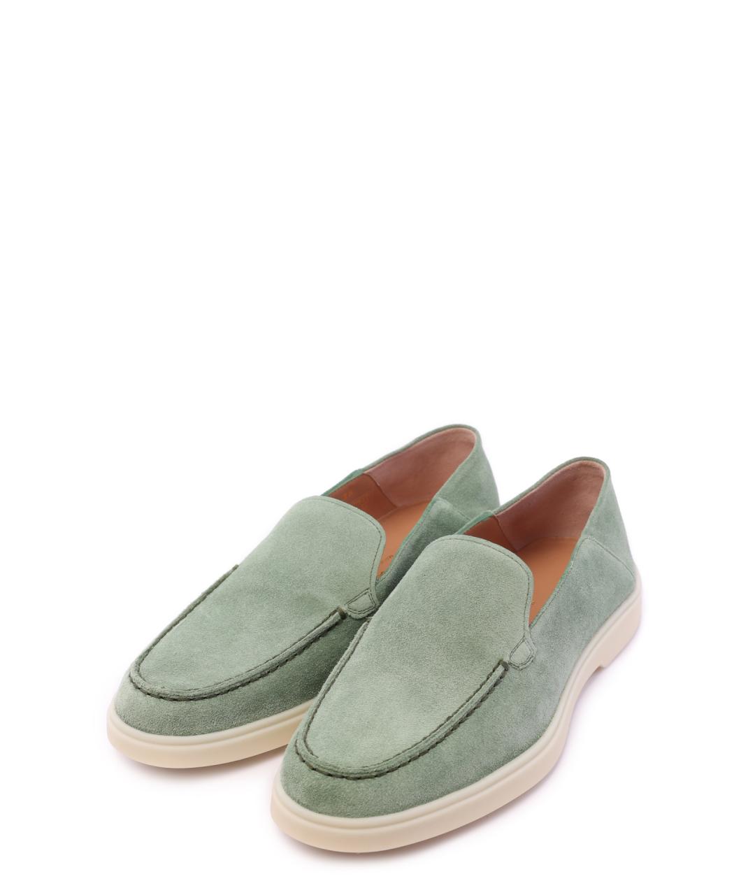 SANTONI Зеленые замшевые лоферы, фото 2