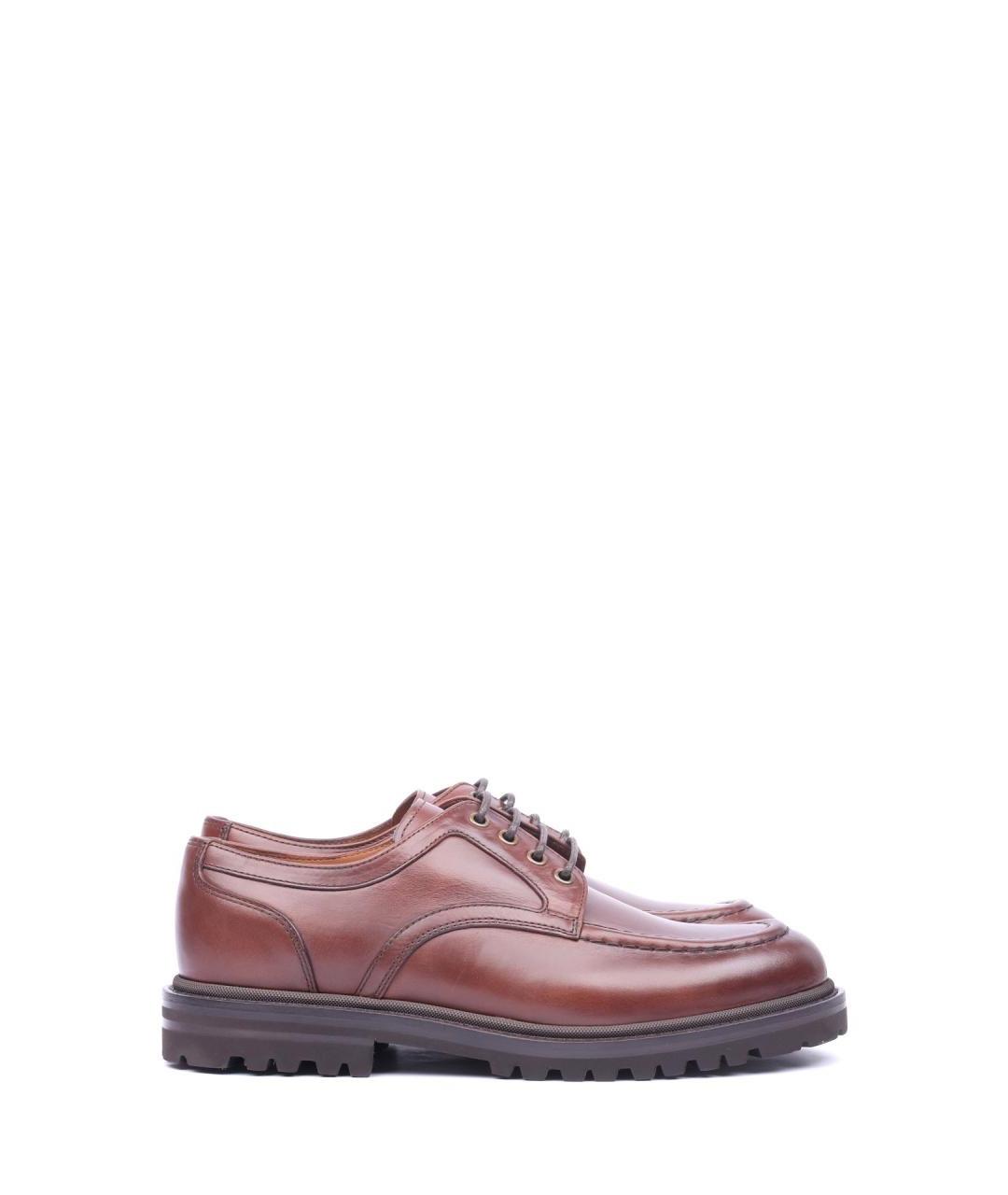 BRUNELLO CUCINELLI Коричневые кожаные туфли, фото 7