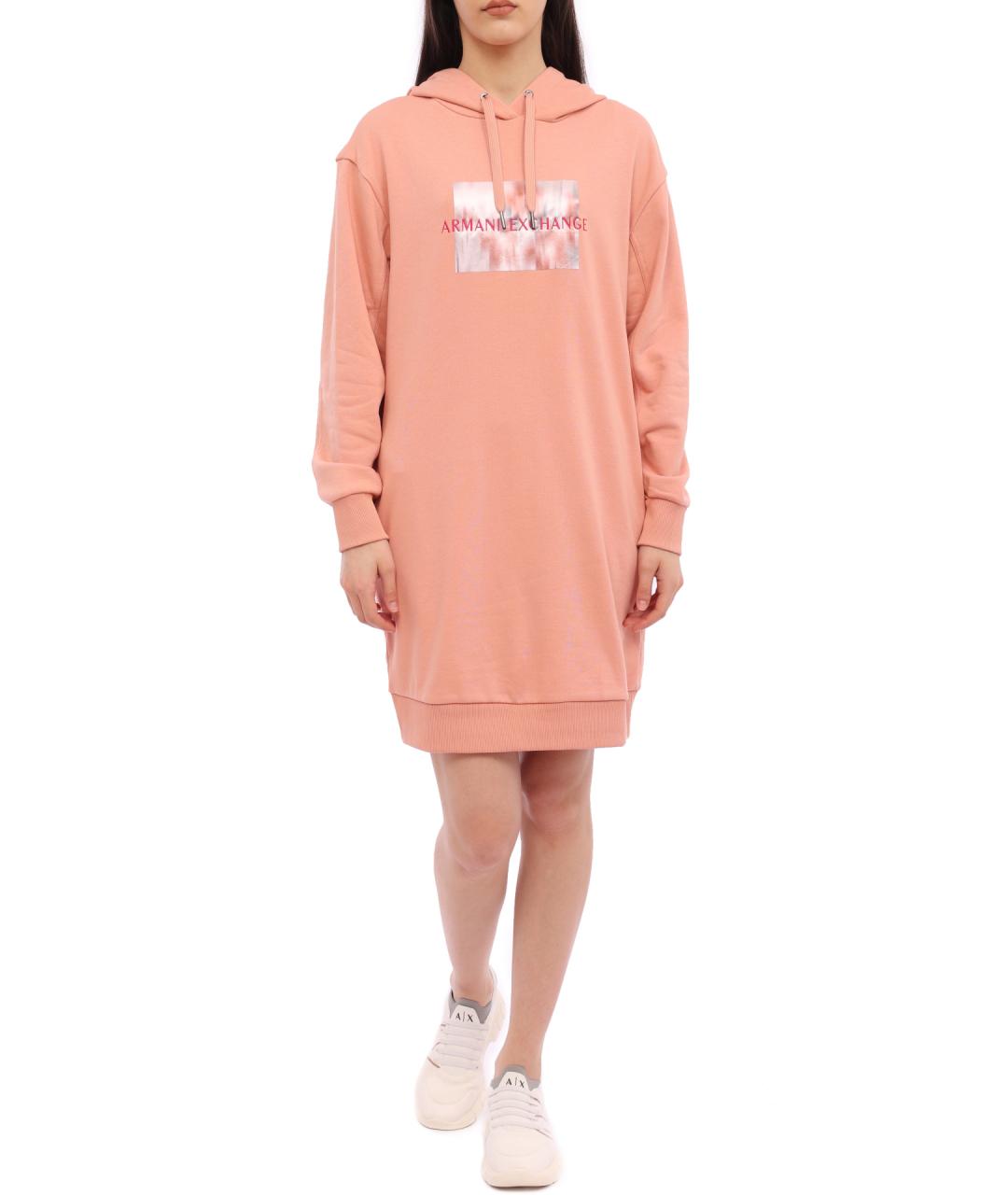 ARMANI EXCHANGE Оранжевое хлопковое повседневное платье, фото 2