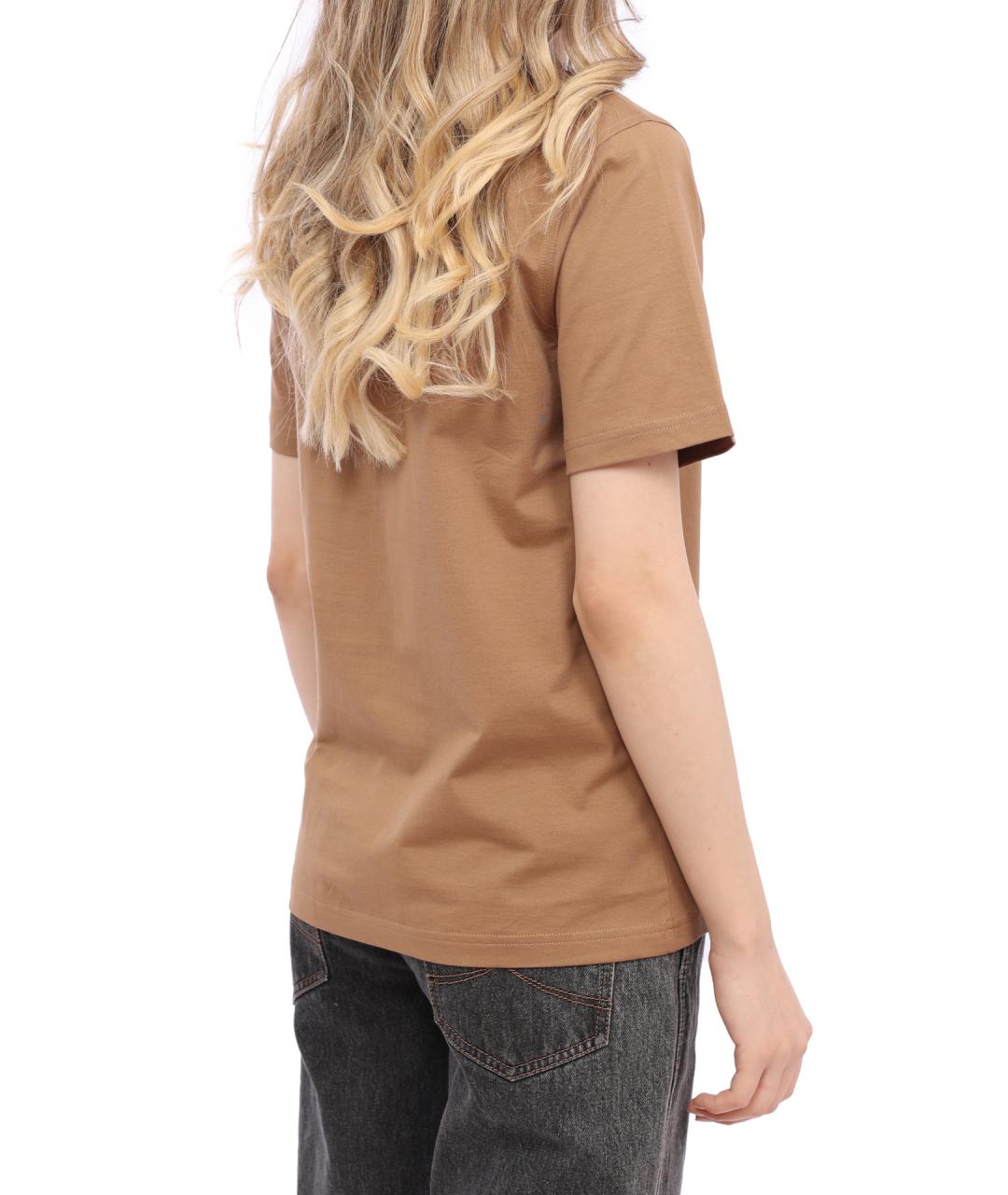 BURBERRY Бежевая хлопковая футболка, фото 4