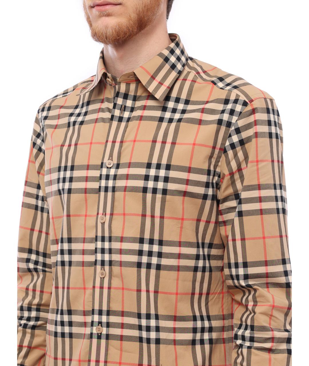 BURBERRY Бежевая хлопковая кэжуал рубашка, фото 5