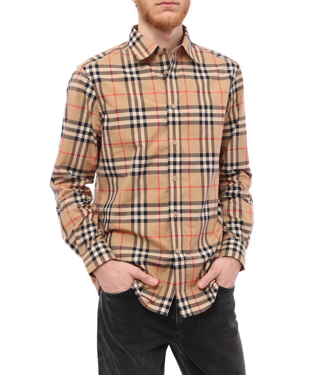 BURBERRY Бежевая хлопковая кэжуал рубашка, фото 4