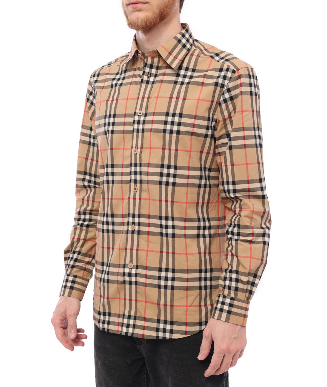 BURBERRY Бежевая хлопковая кэжуал рубашка, фото 3