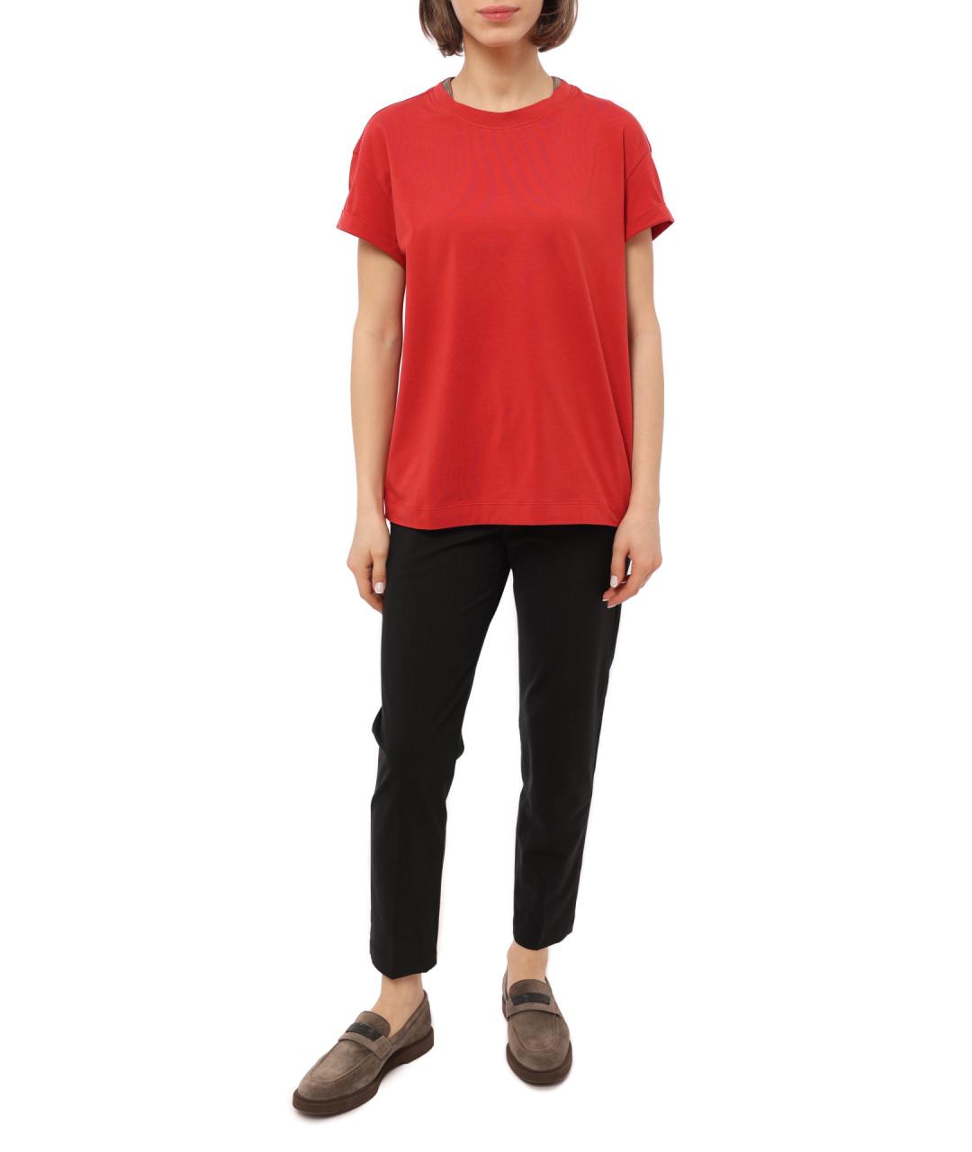 BRUNELLO CUCINELLI Красная хлопковая футболка, фото 2