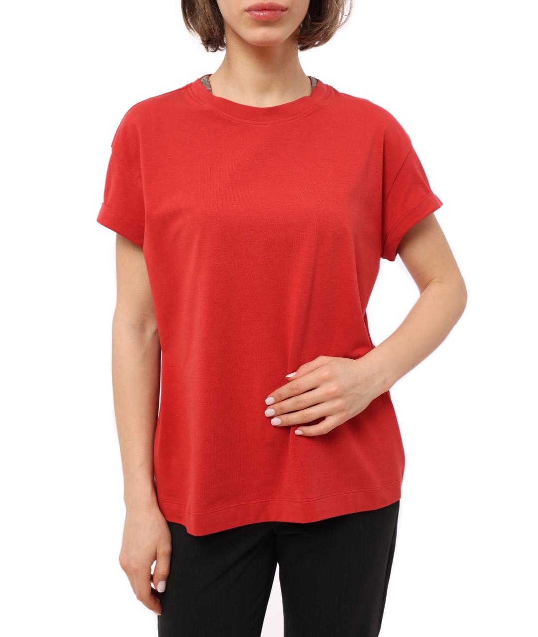 BRUNELLO CUCINELLI Красная хлопковая футболка, фото 1