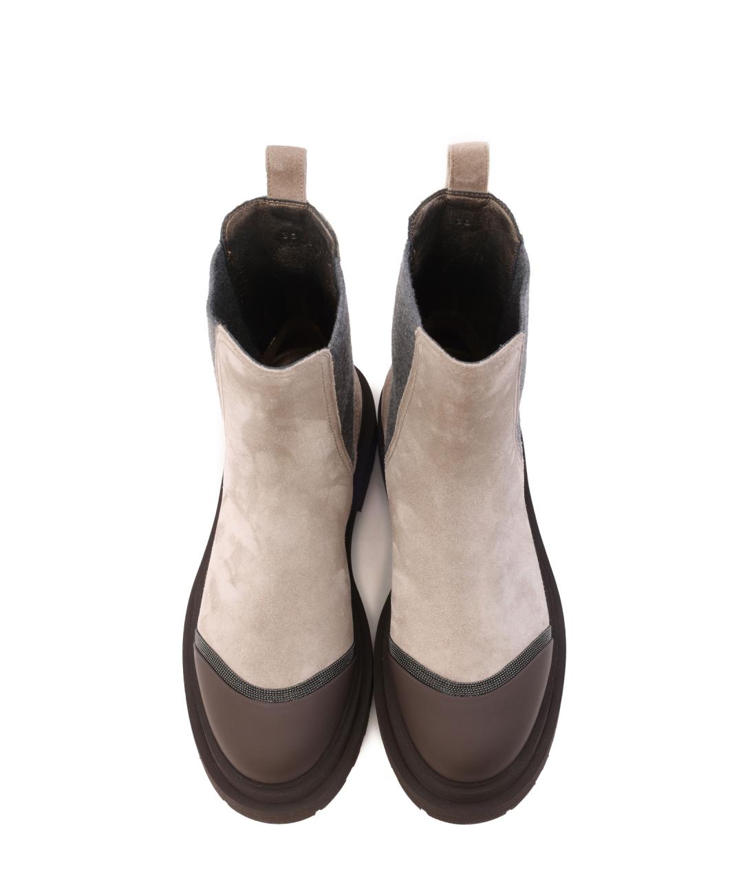 BRUNELLO CUCINELLI Бежевые замшевые ботинки, фото 5
