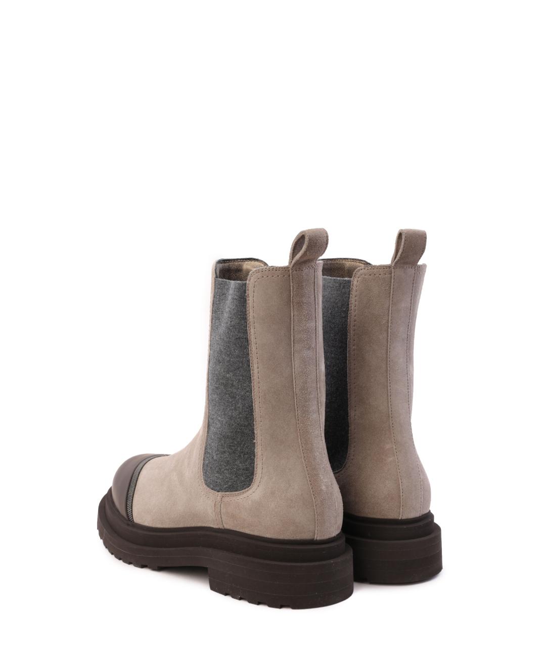 BRUNELLO CUCINELLI Бежевые замшевые ботинки, фото 3