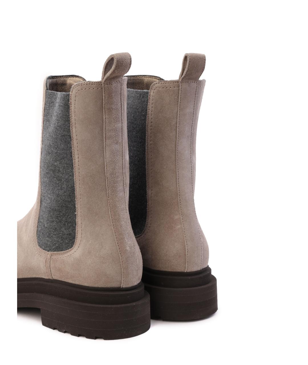 BRUNELLO CUCINELLI Бежевые замшевые ботинки, фото 6