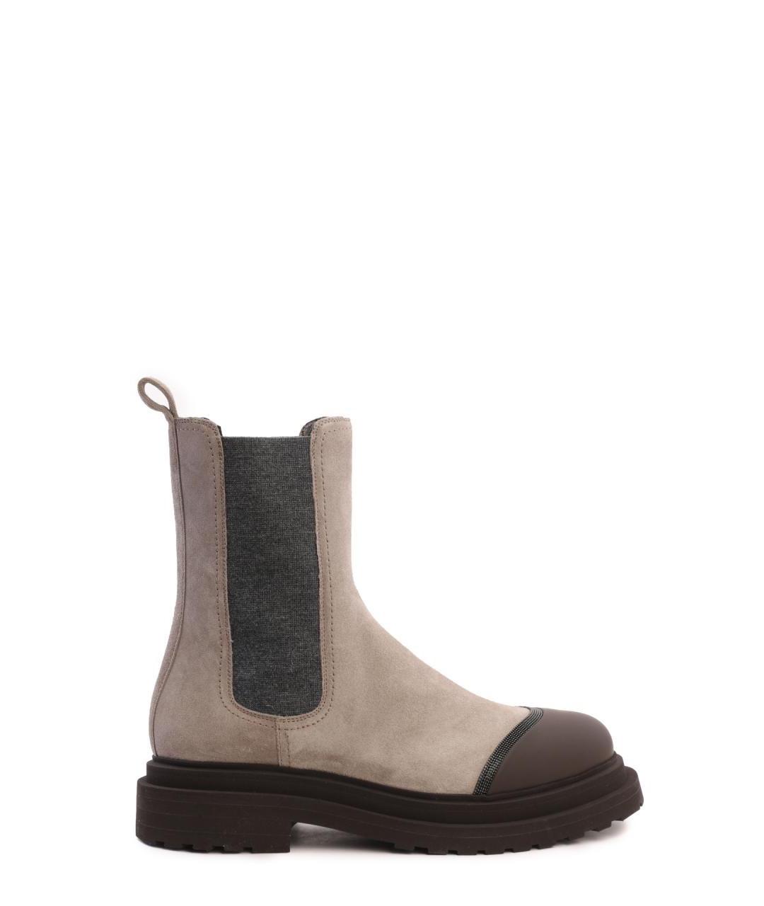 BRUNELLO CUCINELLI Бежевые замшевые ботинки, фото 1