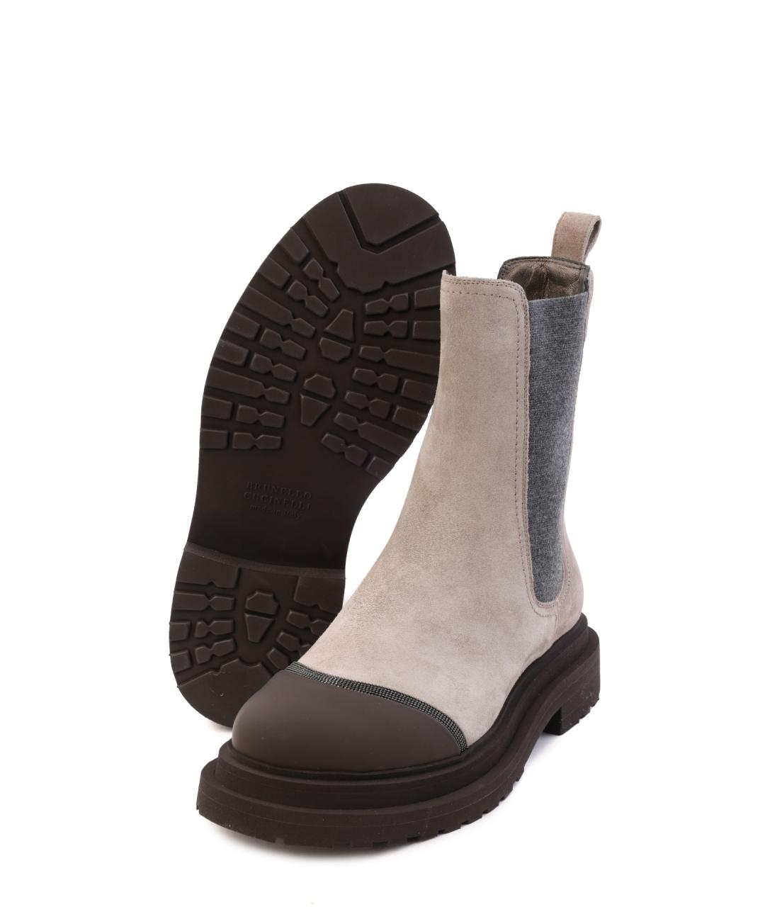 BRUNELLO CUCINELLI Бежевые замшевые ботинки, фото 4