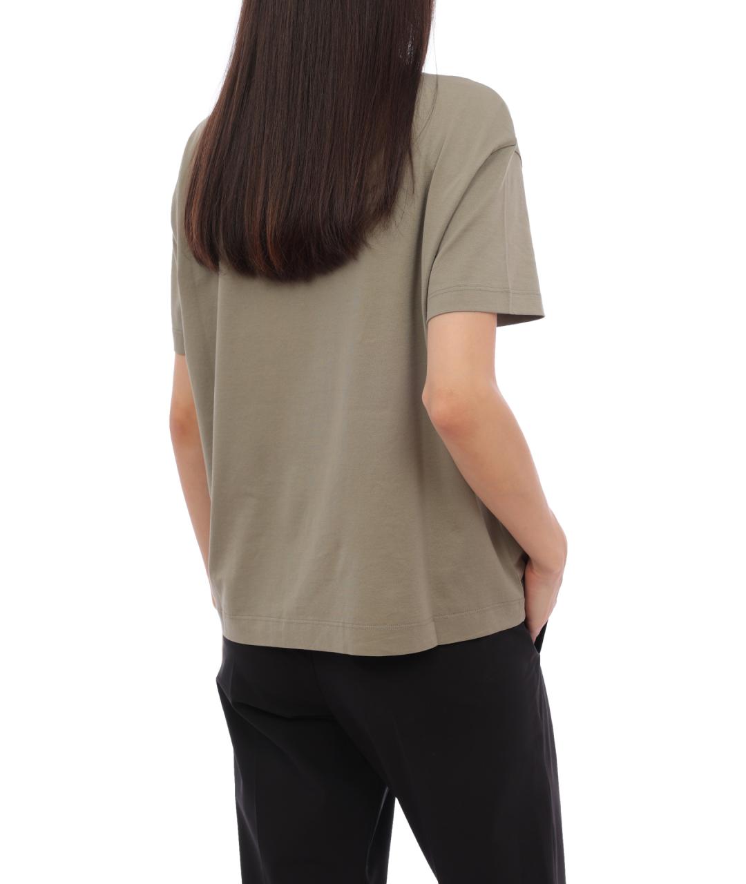 BRUNELLO CUCINELLI Зеленая хлопковая футболка, фото 5