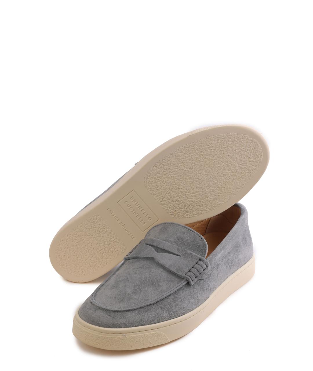 BRUNELLO CUCINELLI Голубые замшевые лоферы, фото 4
