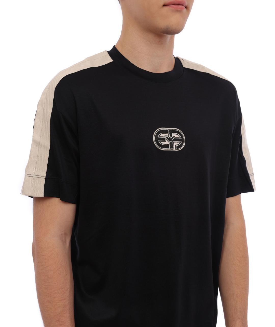 EMPORIO ARMANI Темно-синяя хлопковая футболка, фото 4