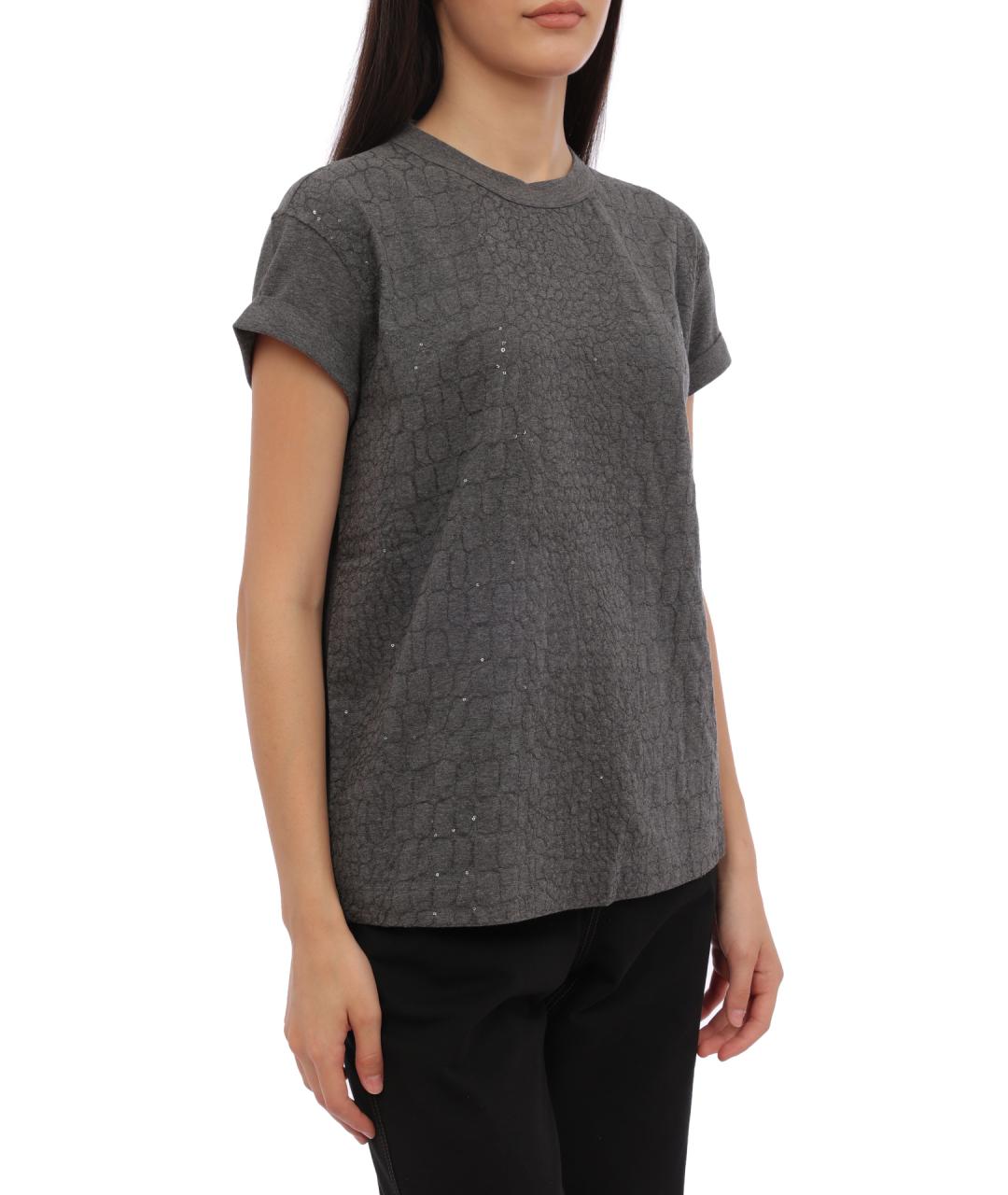 BRUNELLO CUCINELLI Серая футболка, фото 4