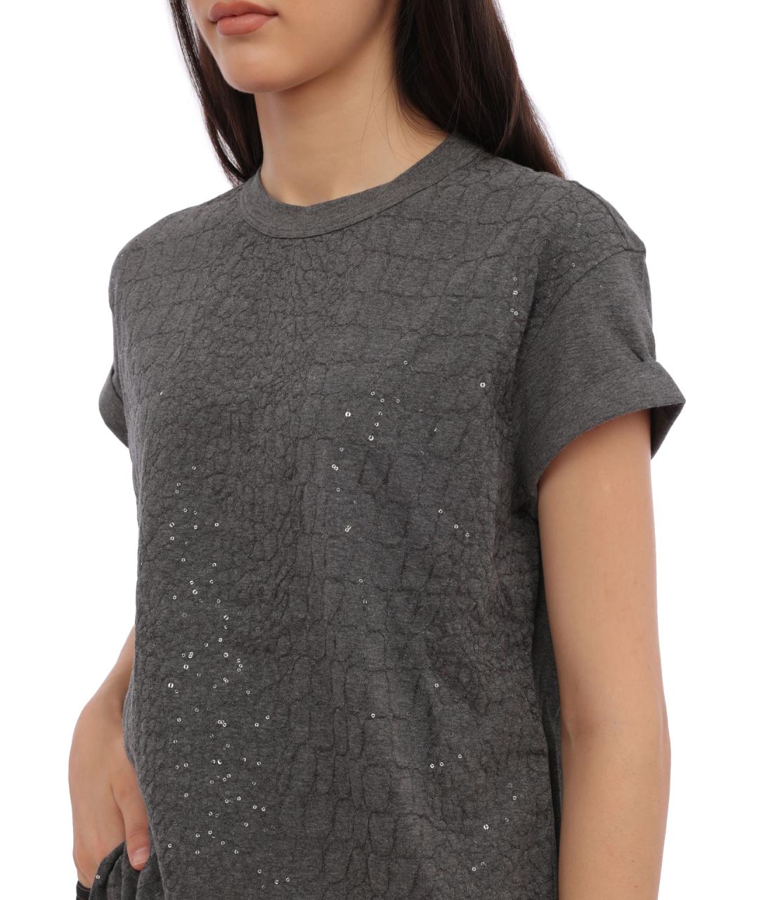 BRUNELLO CUCINELLI Серая футболка, фото 3