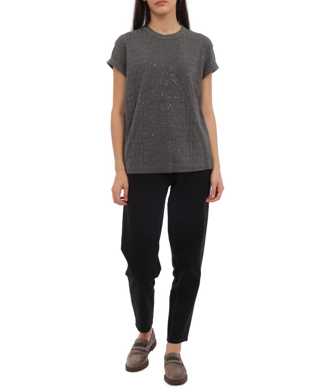 BRUNELLO CUCINELLI Серая футболка, фото 2