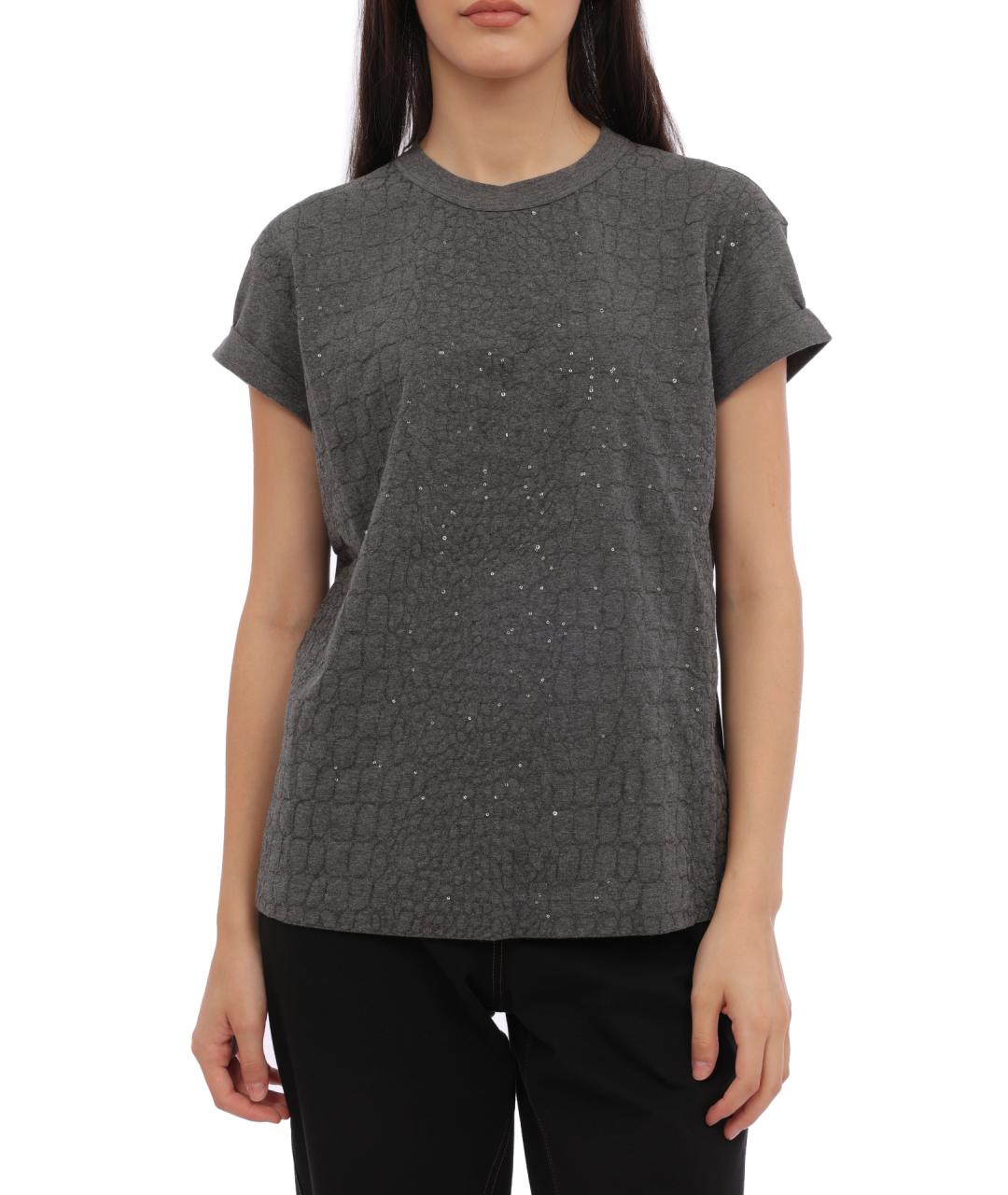 BRUNELLO CUCINELLI Серая футболка, фото 6