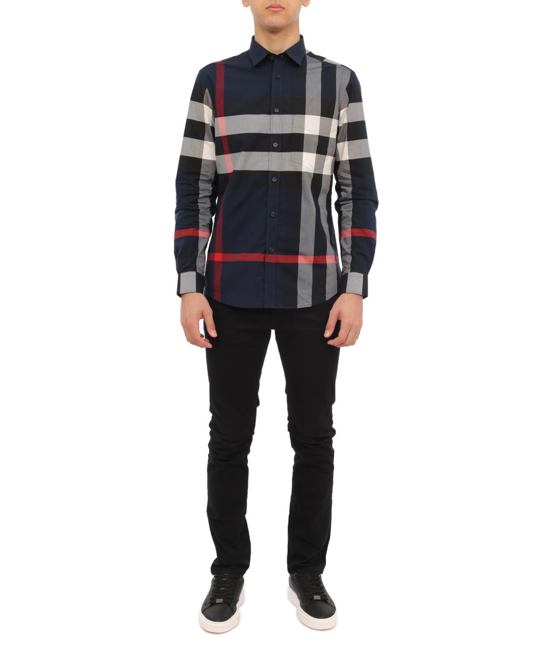 BURBERRY Синяя хлопковая кэжуал рубашка, фото 2