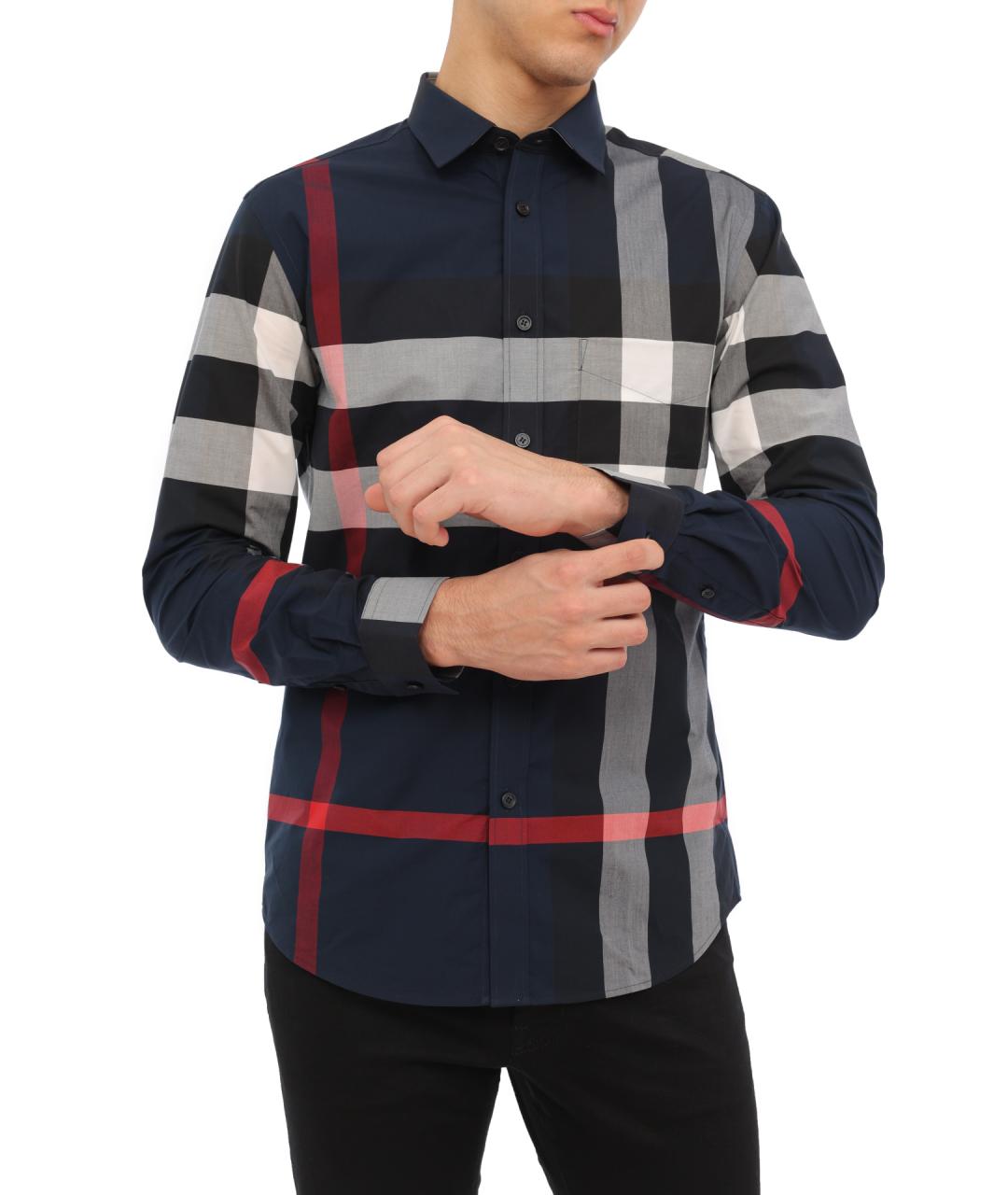 BURBERRY Синяя хлопковая кэжуал рубашка, фото 3