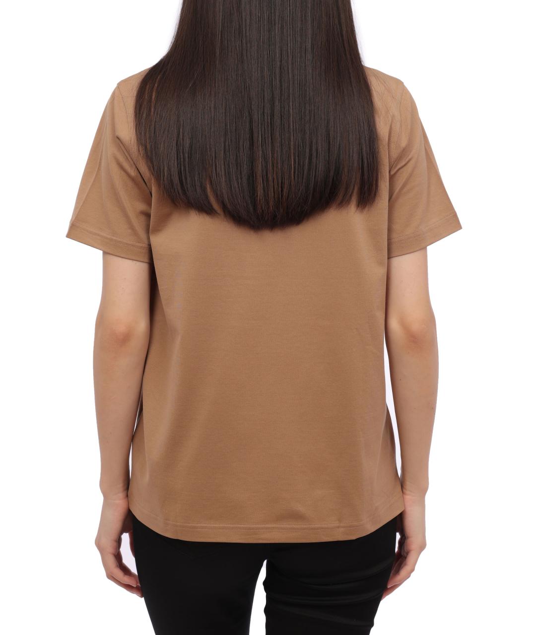 BURBERRY Коричневая хлопковая футболка, фото 5