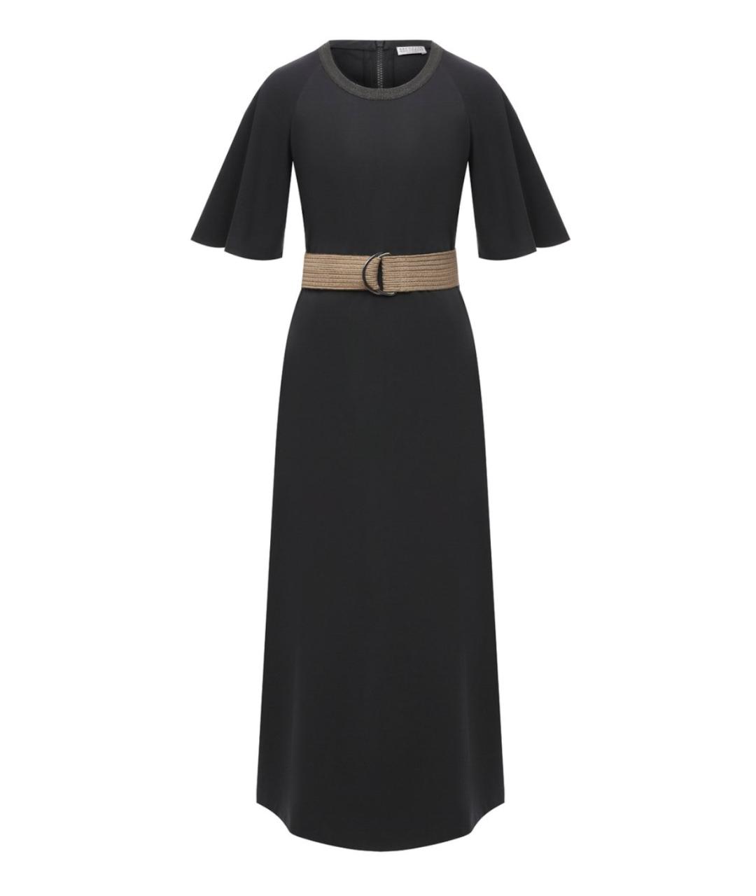 BRUNELLO CUCINELLI Темно-синее хлопко-эластановое повседневное платье, фото 1