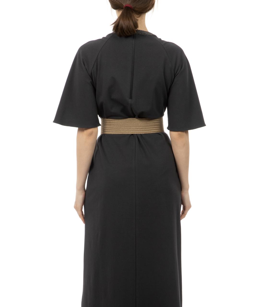 BRUNELLO CUCINELLI Темно-синее хлопко-эластановое повседневное платье, фото 4