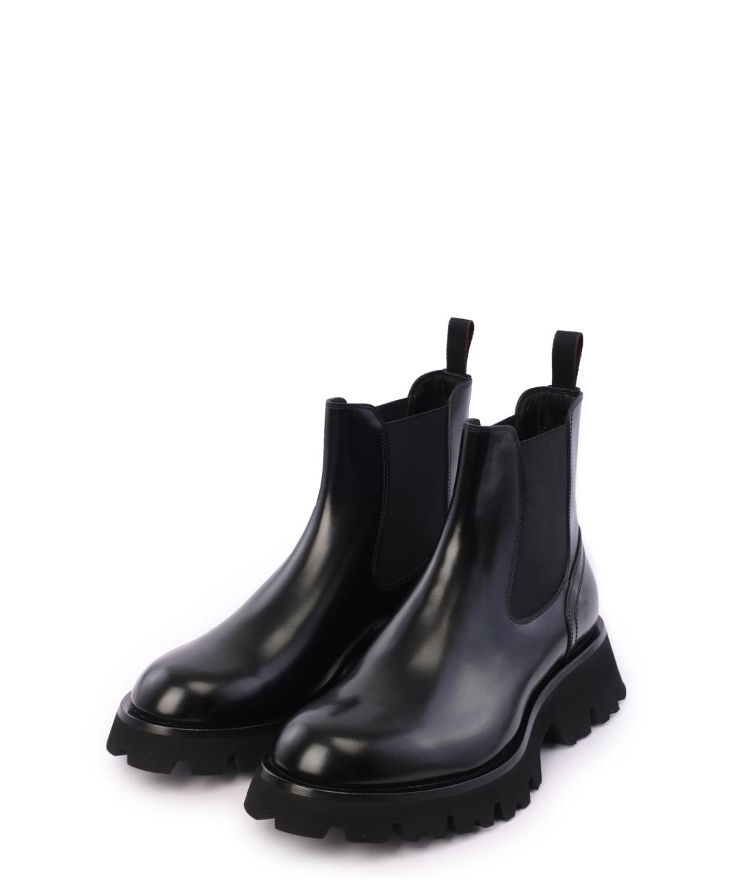 SANTONI Черные кожаные ботинки, фото 2