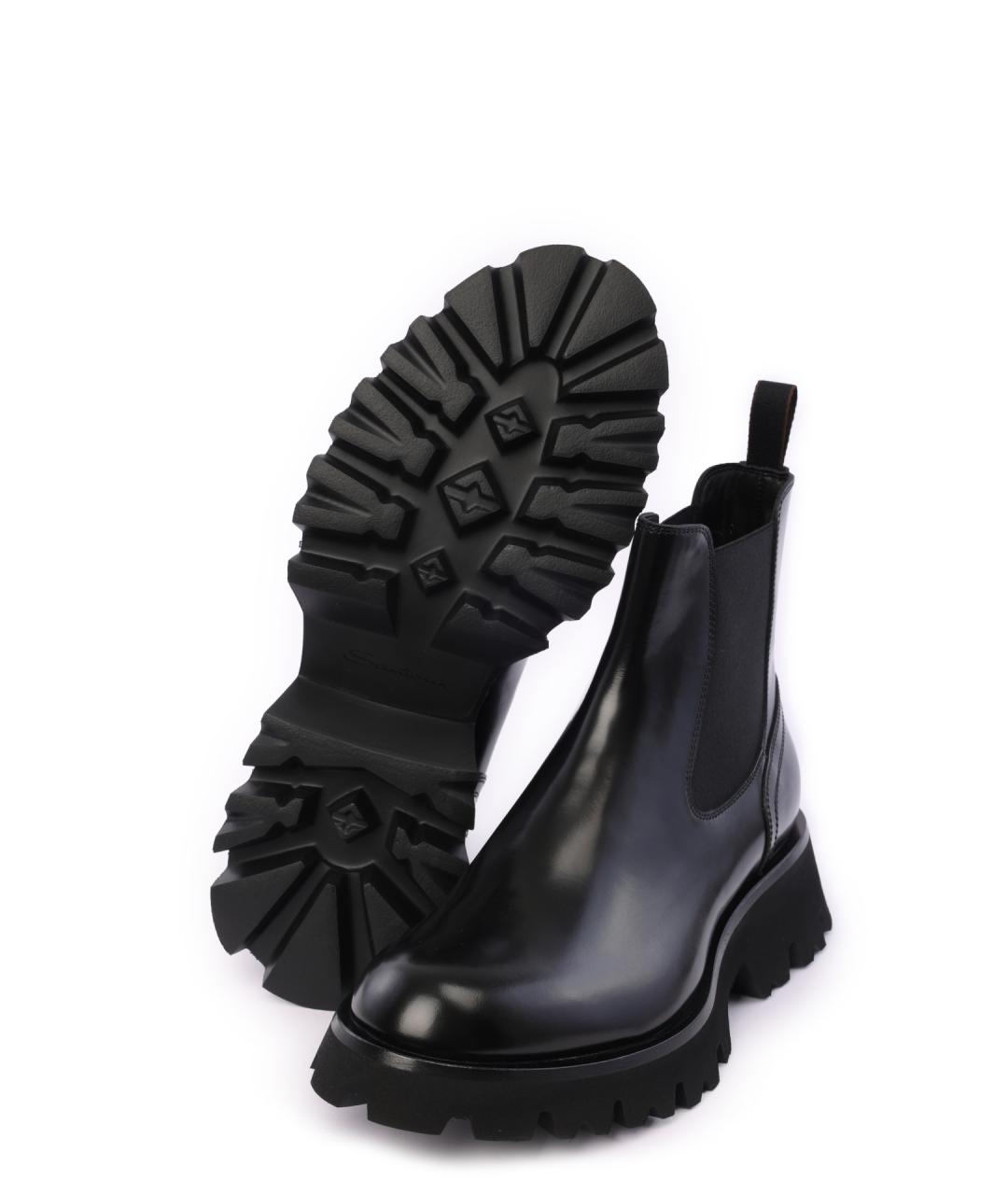 SANTONI Черные кожаные ботинки, фото 4