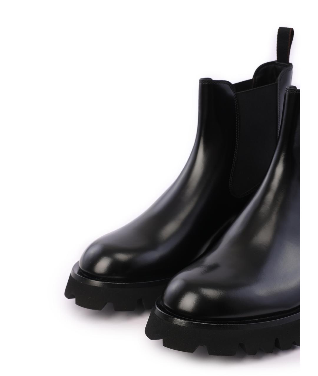 SANTONI Черные кожаные ботинки, фото 7