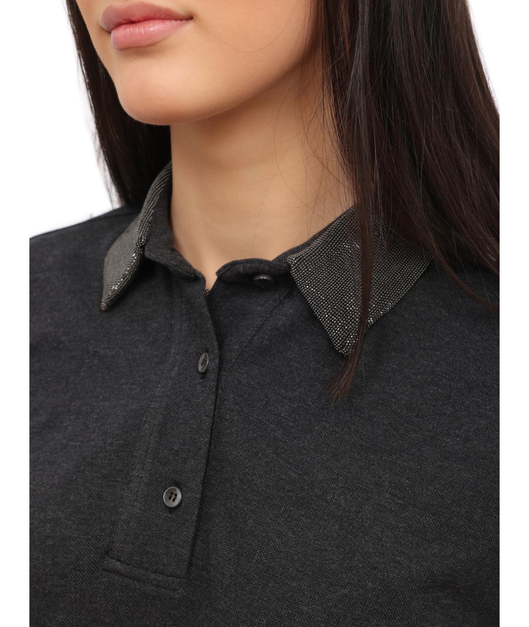 BRUNELLO CUCINELLI Серая хлопковая футболка, фото 5