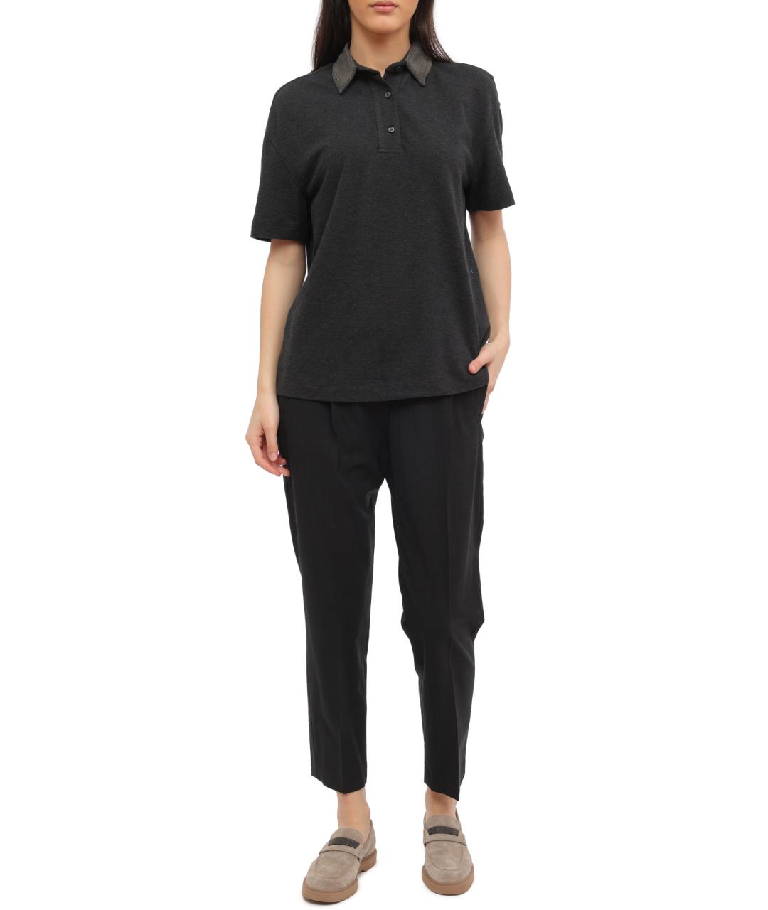 BRUNELLO CUCINELLI Серая хлопковая футболка, фото 2