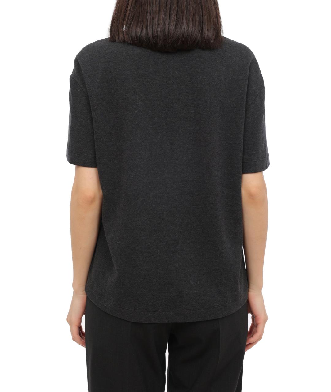 BRUNELLO CUCINELLI Серая хлопковая футболка, фото 4