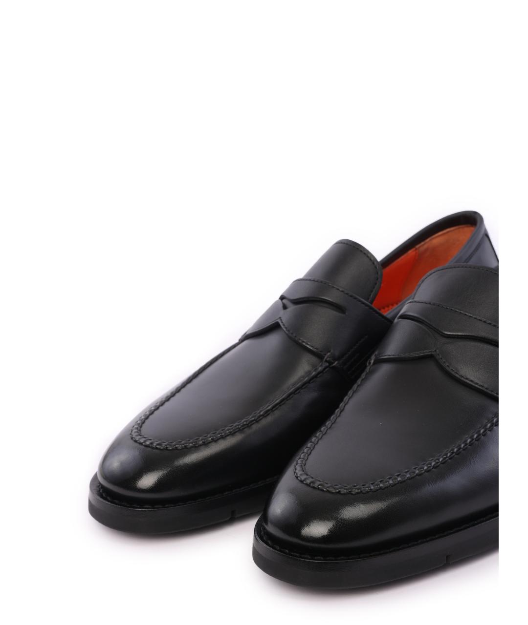 SANTONI Черные кожаные лоферы, фото 6