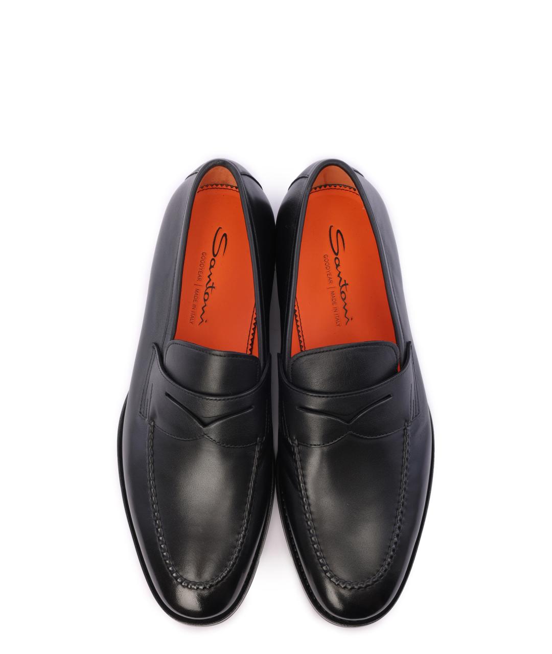 SANTONI Черные кожаные лоферы, фото 5