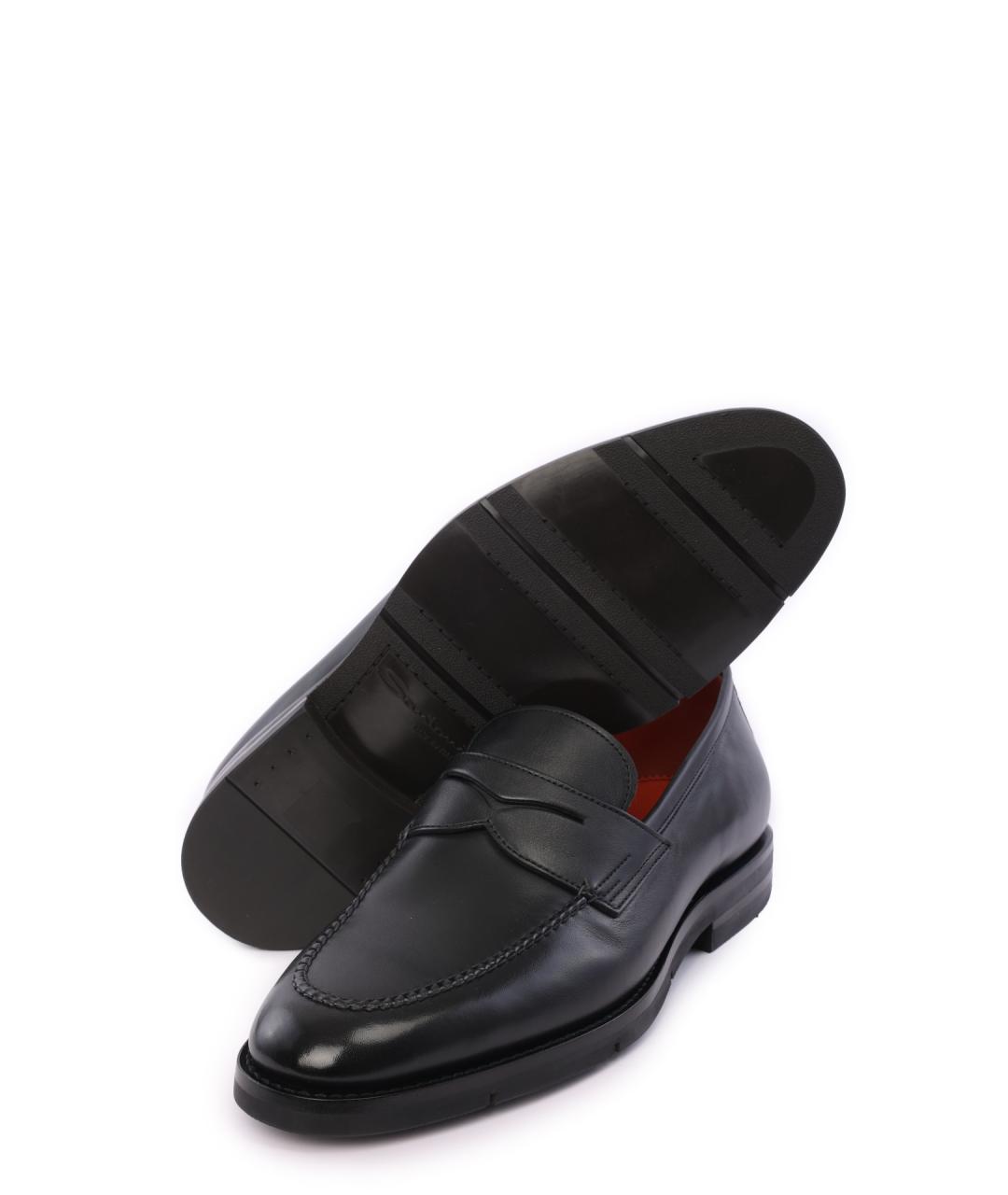 SANTONI Черные кожаные лоферы, фото 4