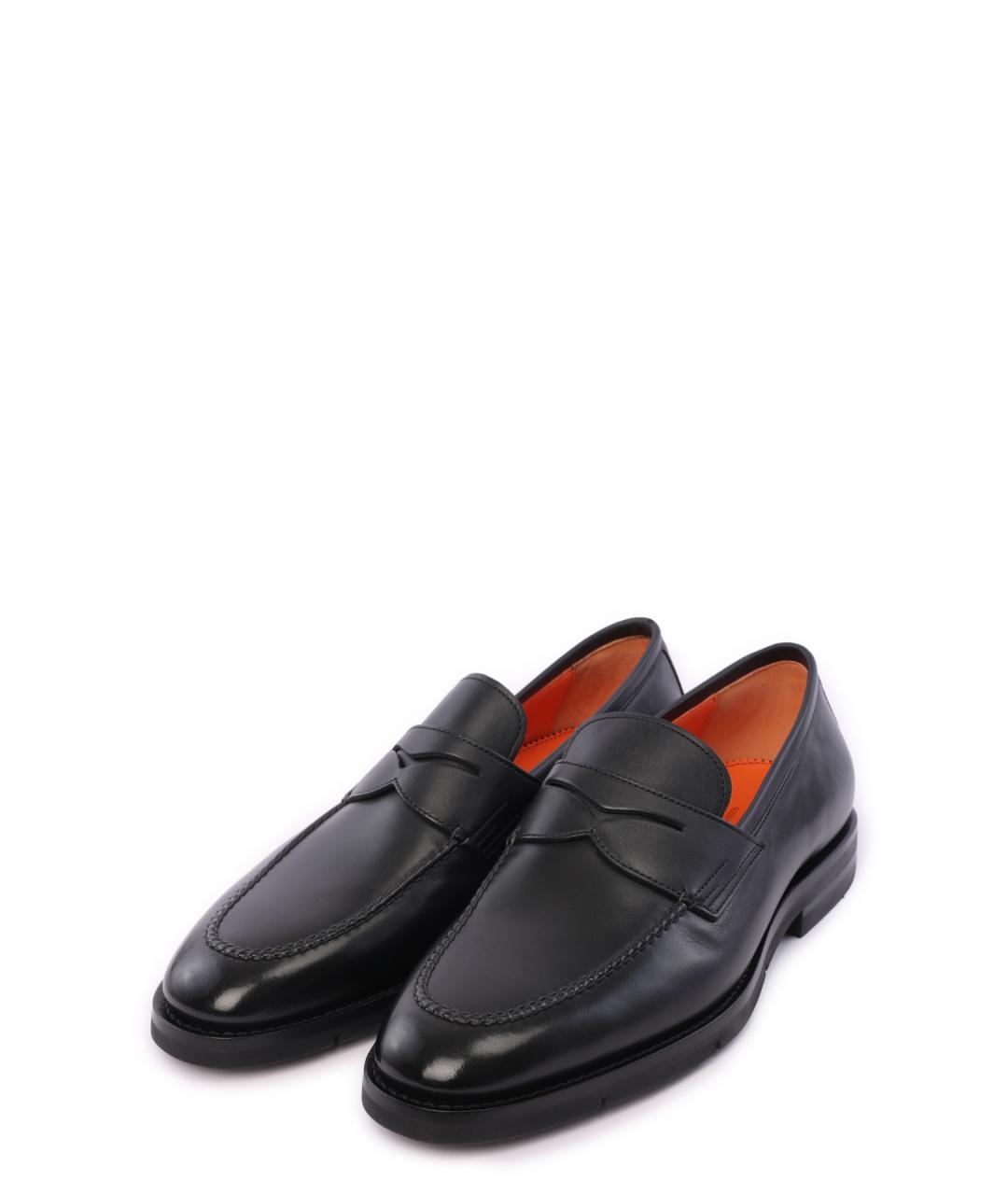 SANTONI Черные кожаные лоферы, фото 2