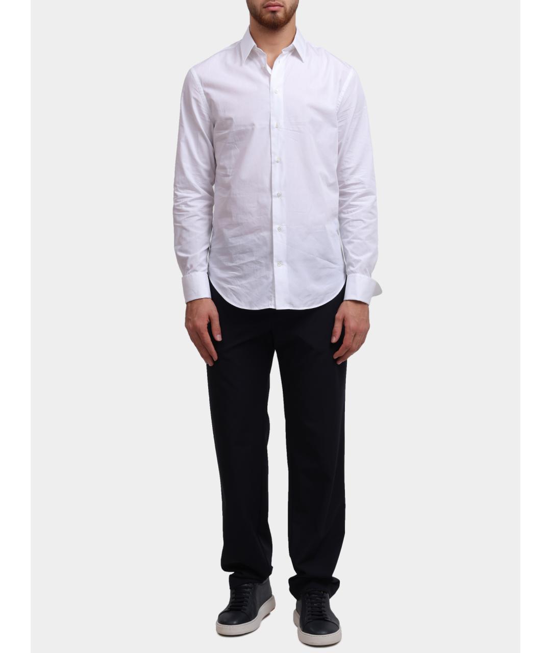 EMPORIO ARMANI Белая хлопковая классическая рубашка, фото 2