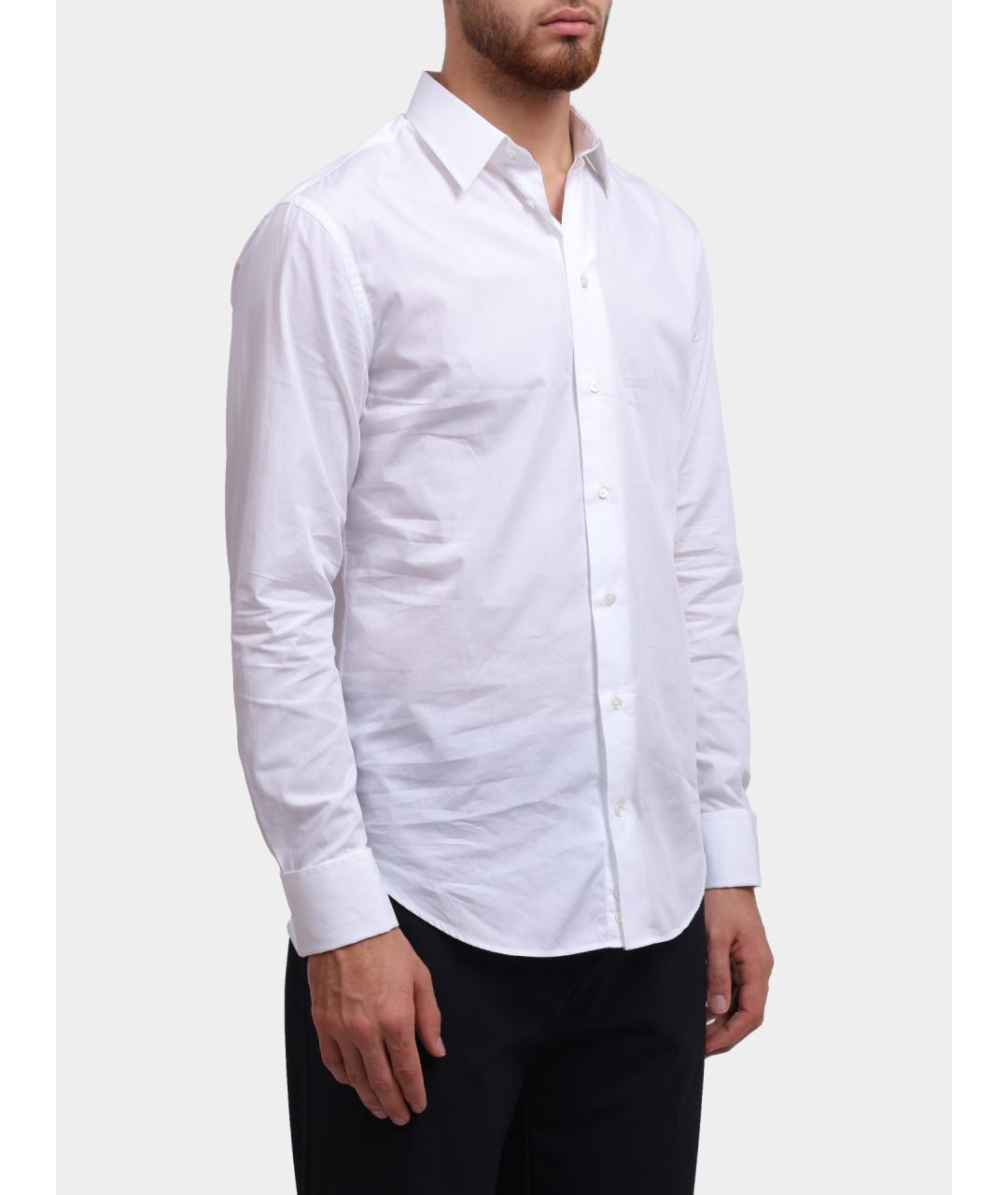 EMPORIO ARMANI Белая хлопковая классическая рубашка, фото 3