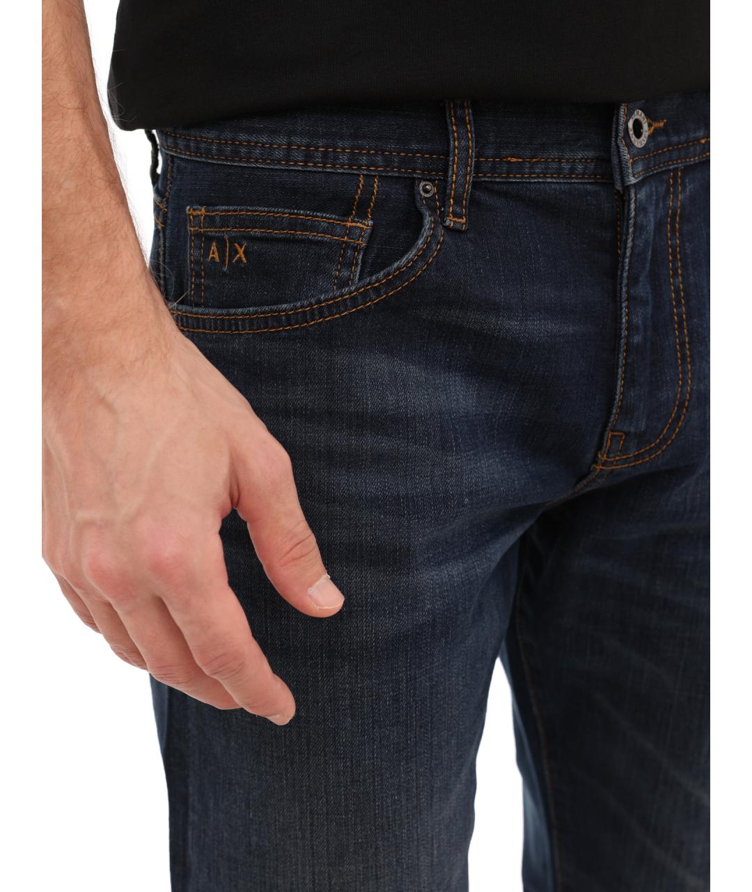 ARMANI EXCHANGE Синие хлопковые прямые джинсы, фото 5