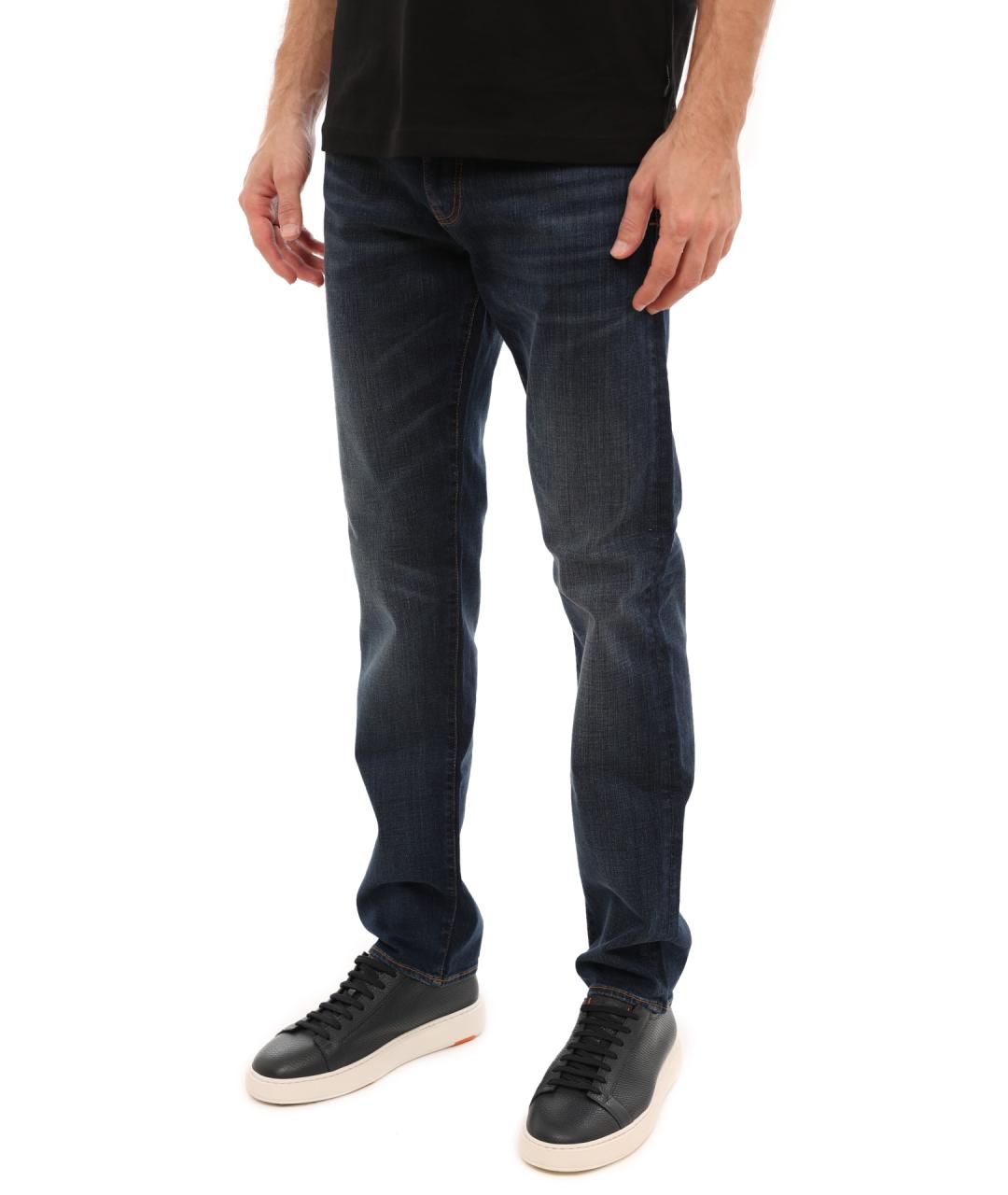 ARMANI EXCHANGE Синие хлопковые прямые джинсы, фото 3