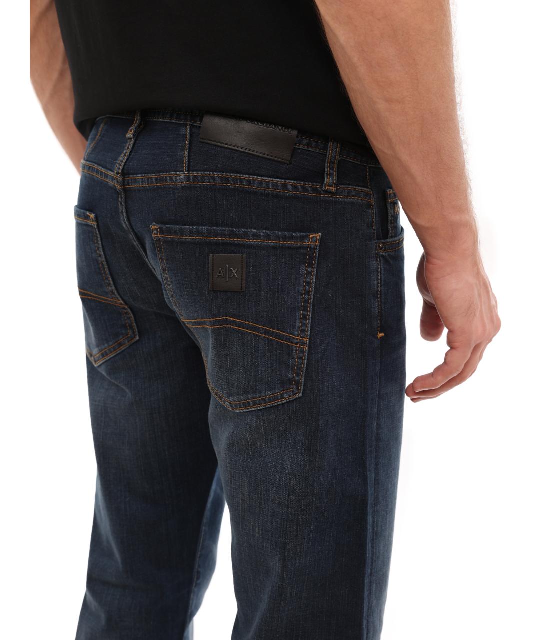 ARMANI EXCHANGE Синие хлопковые прямые джинсы, фото 6